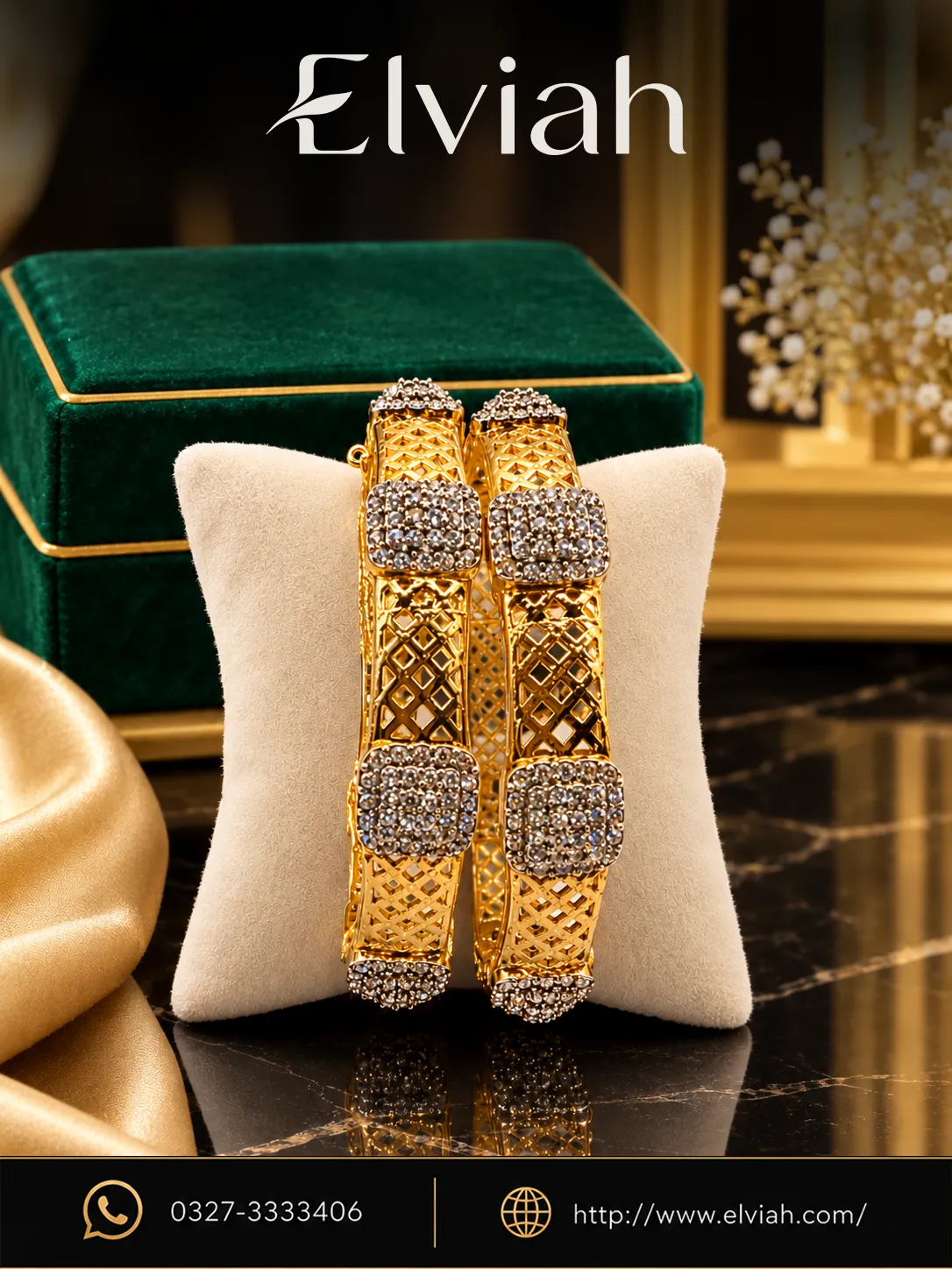 Noir Lattice Gold Bangles (1)