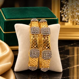 Black & Gold Lattice Bangle Set