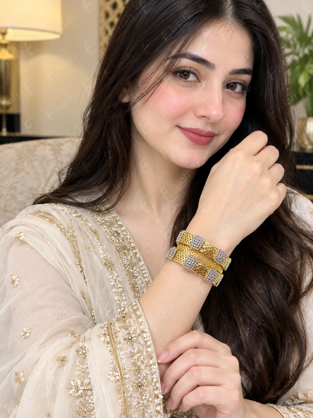 Noir Lattice Gold Bangles (2)