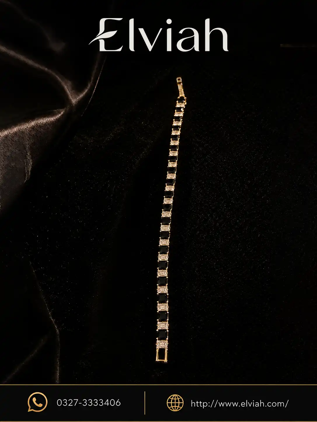 Black Crystal Tennis Bracelet | Onyx Grid by Elviah