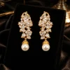 Pearl Crystal Drop Earrings (1)