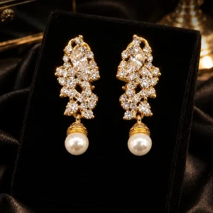 Pearl Crystal Drop Earrings
