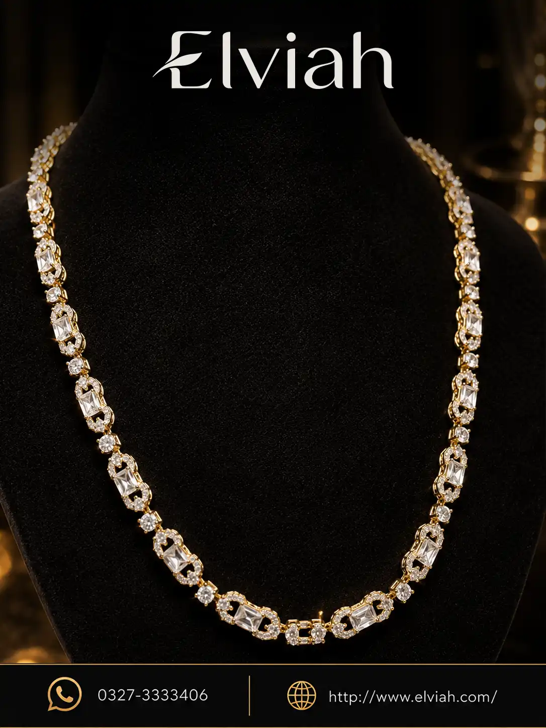 Gold Tone Crystal Lattice Necklace Gold Tone Crystal Lattice Necklace | Elviah