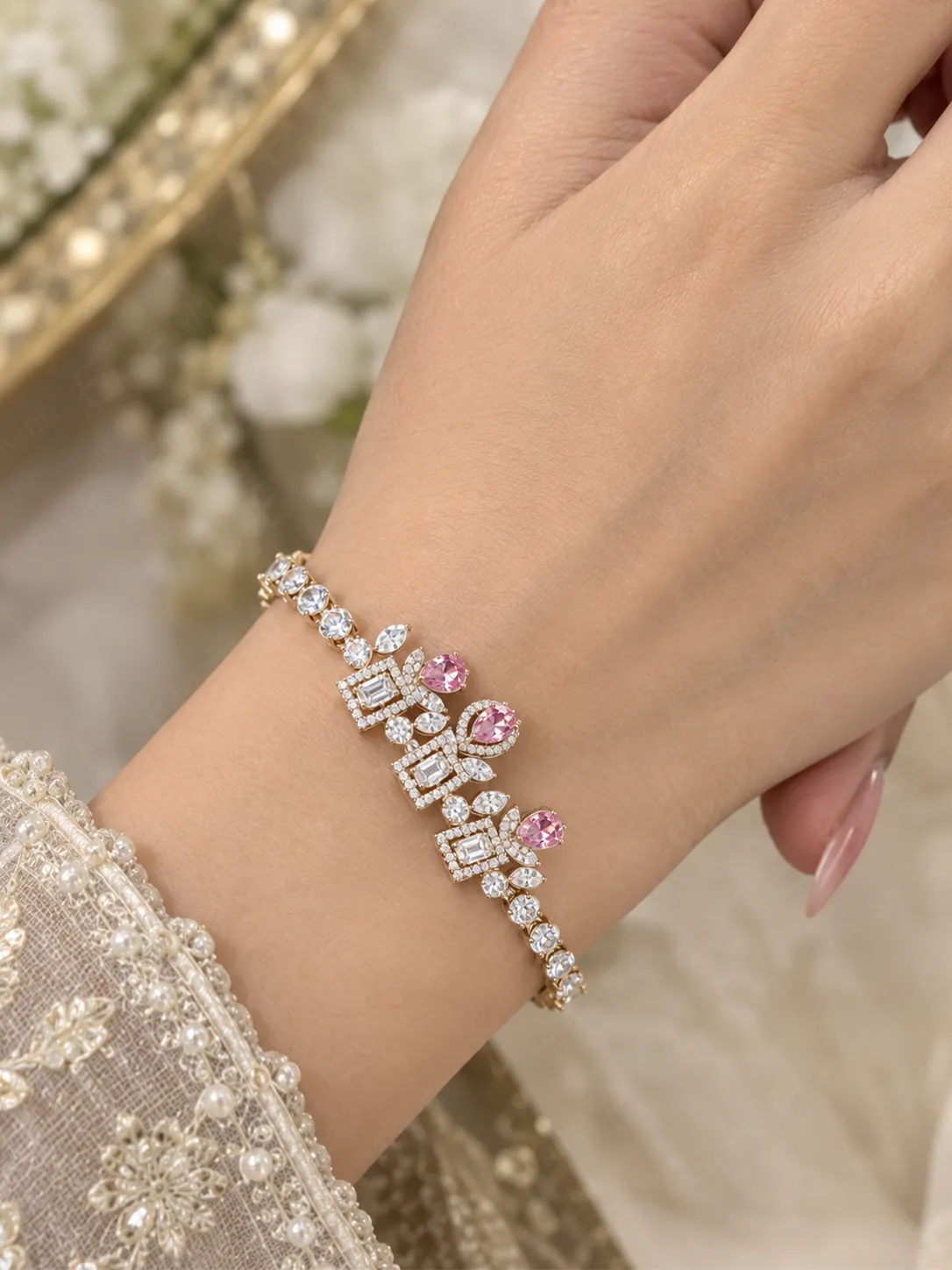 Rose Petal Crystal Bracelet (5)