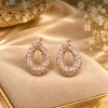 Rose Quartz Teardrop Earrings (1) Pink Rose Quartz Style Teardrop Earrings