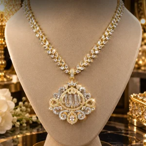 Gold and Silver Filigree Pendant Necklace