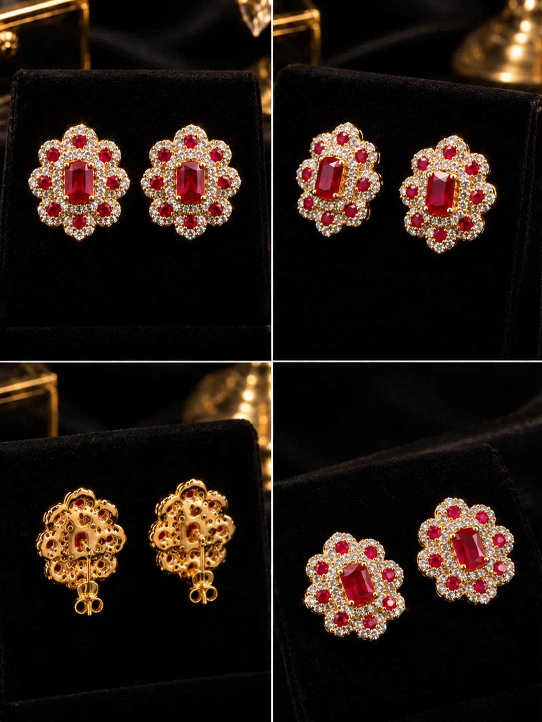 Ruby Blossom Stud Earrings (2)