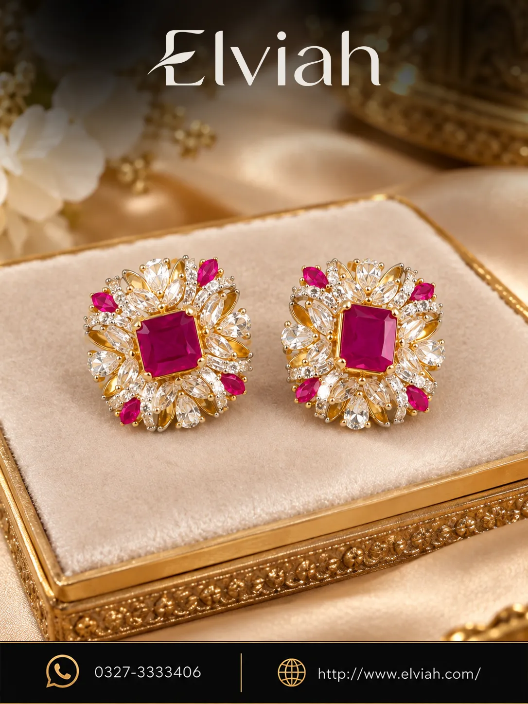 Ruby Petal Frame Earrings (1)
