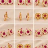 Ruby Petal Frame Earrings (2)