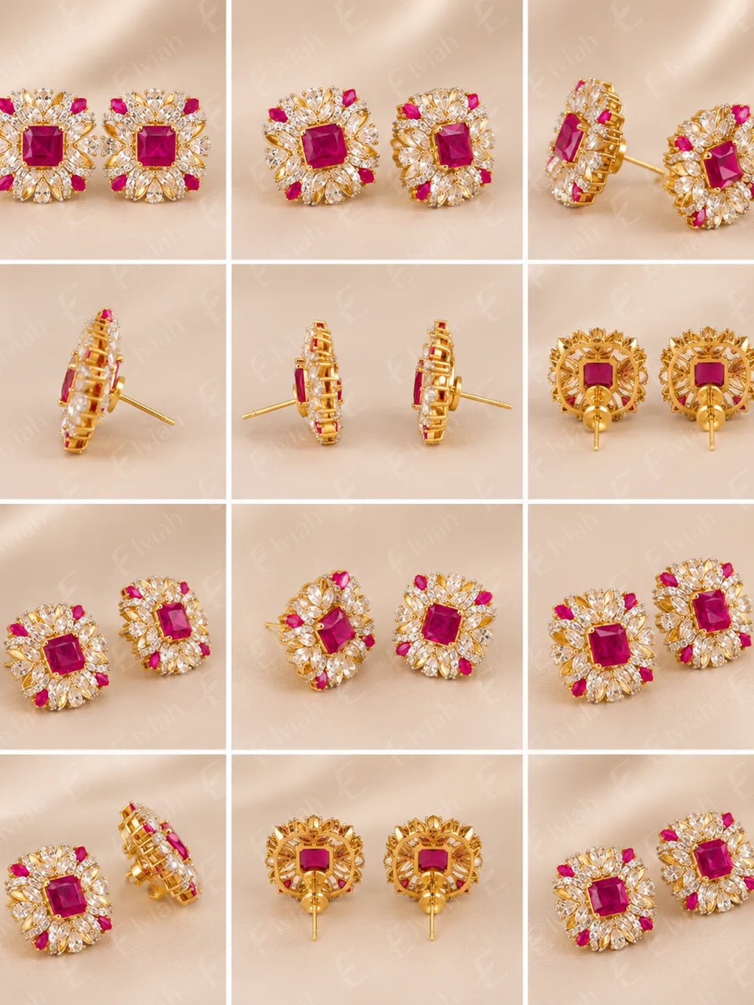 Ruby Petal Frame Earrings (2)
