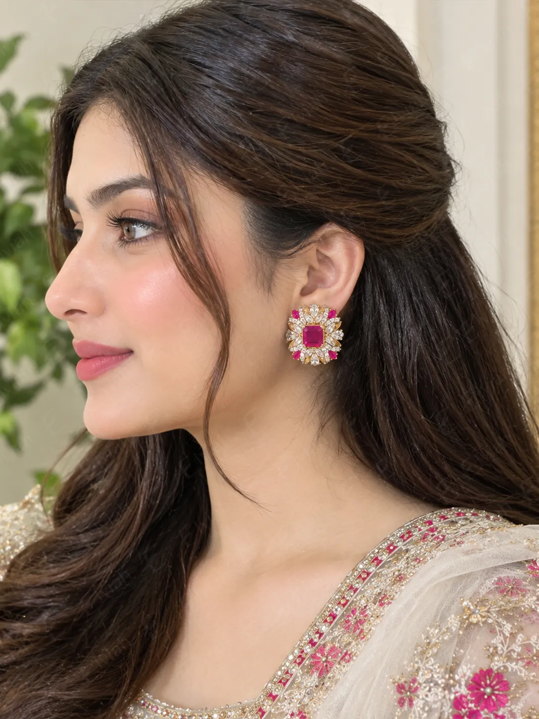 Ruby Petal Frame Earrings (3)