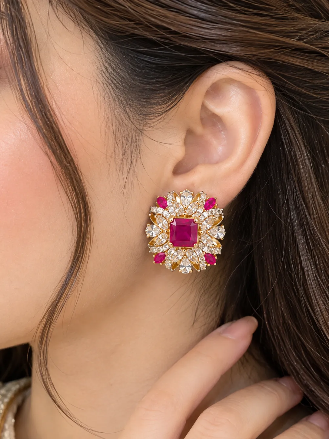 Ruby Petal Frame Earrings (5)
