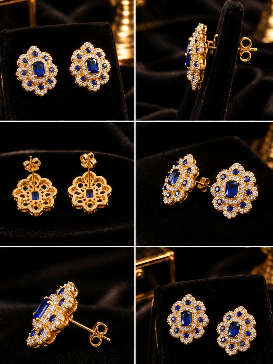 Sapphire Blossom Stud Earrings (2)