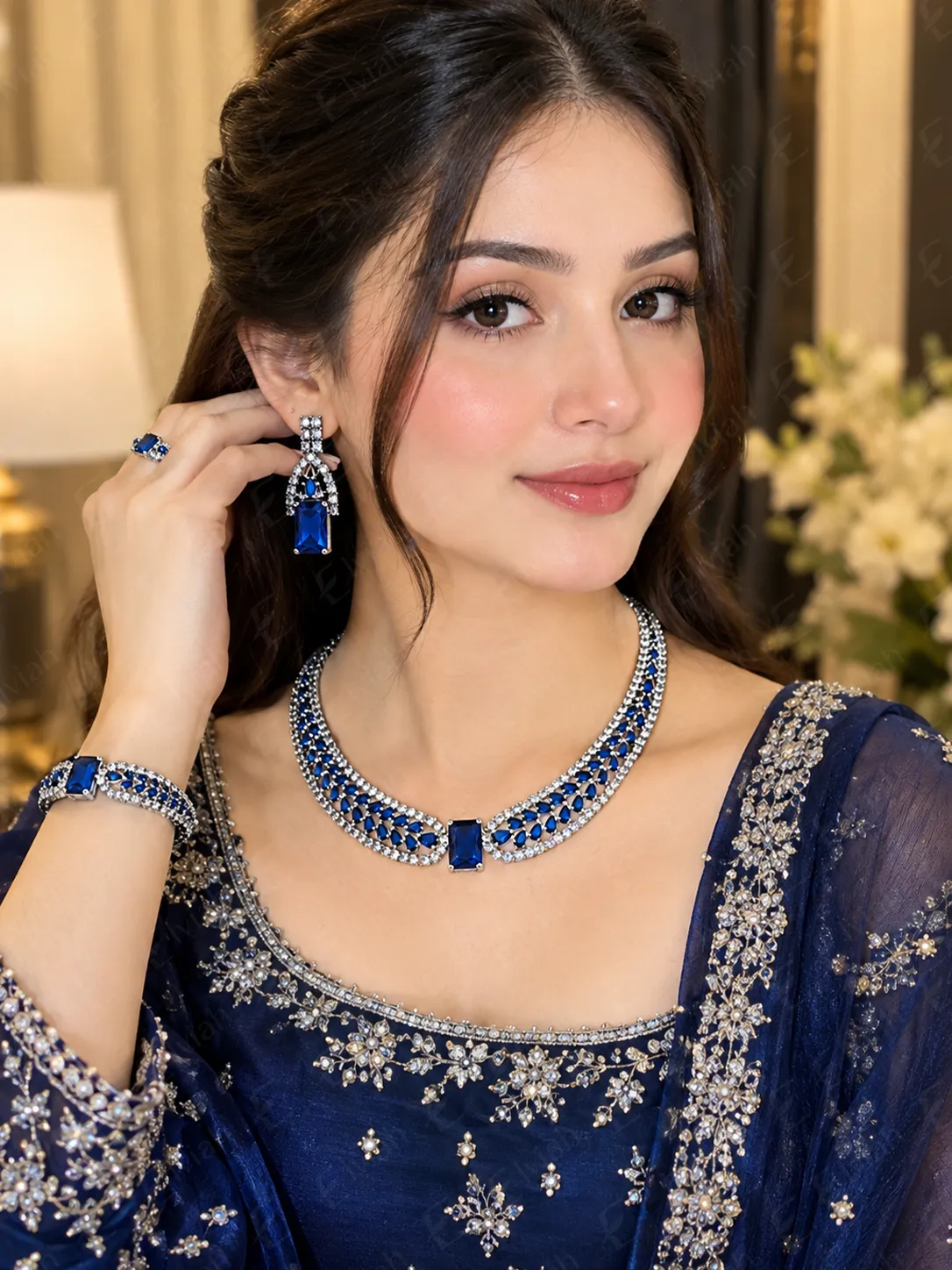 Sapphire Blue Regal Necklace Set (3)