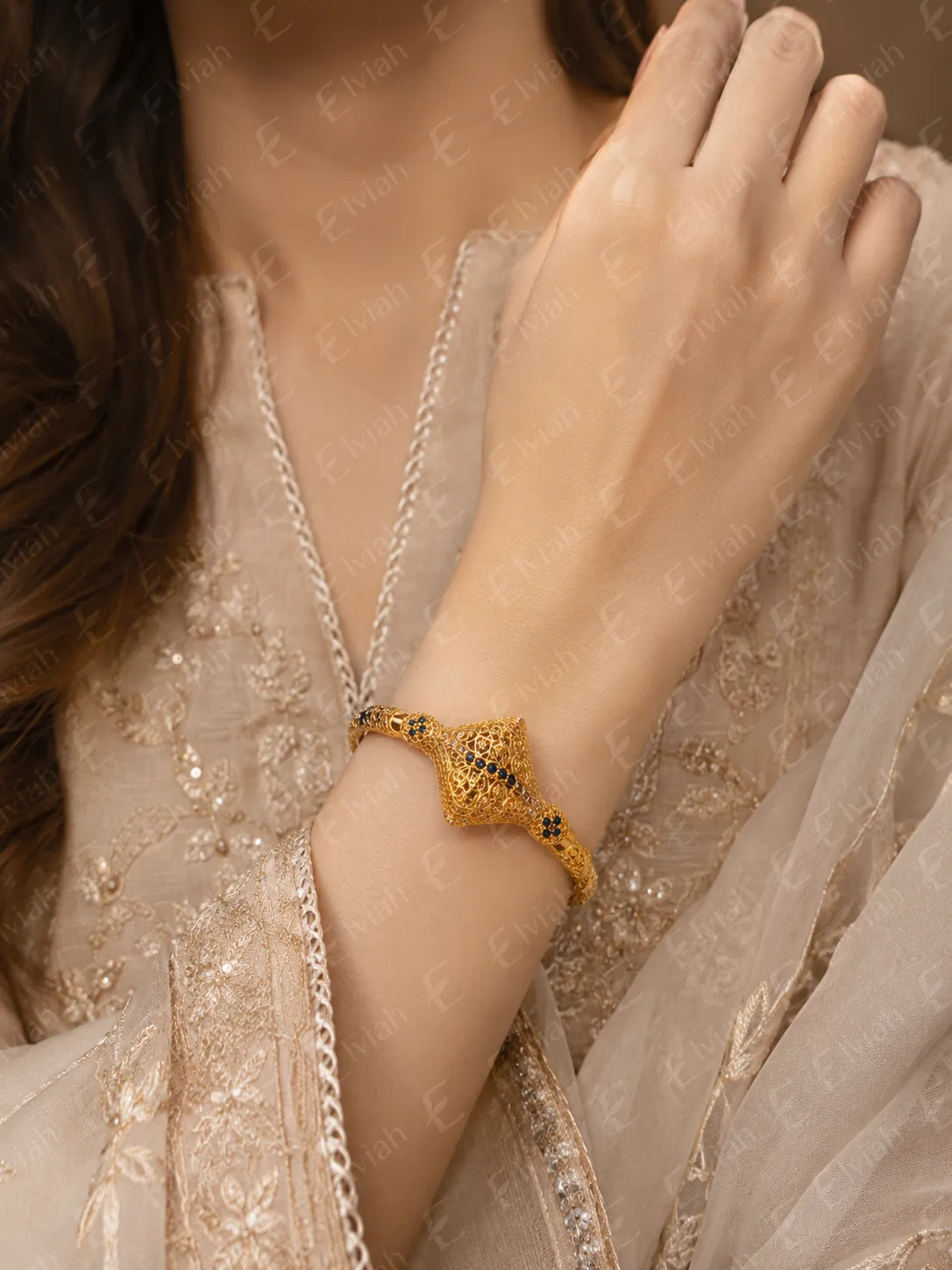 Sapphire Elephant Filigree Bangles (2)