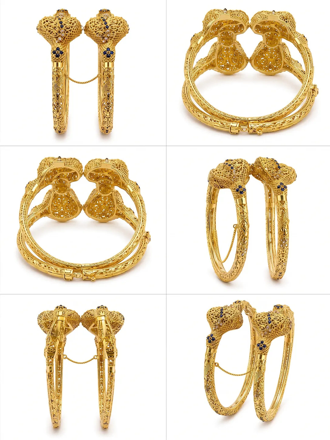 Sapphire Elephant Filigree Bangles (5)