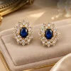 Sapphire Imperial Halo Earrings (1) Blue Sapphire Style Halo Earrings