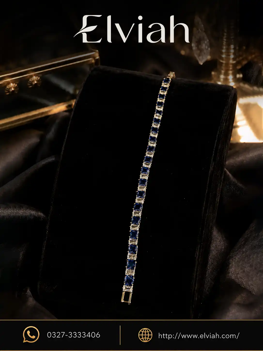 Blue Crystal Tennis Bracelet | Sapphire Line by Elviah