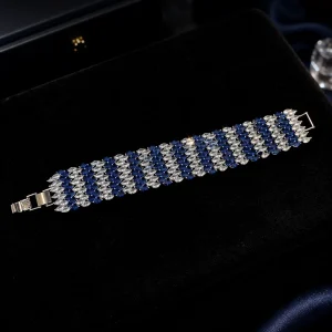Blue & Silver Statement Bracelet | Sapphire Mosaic by Elviah