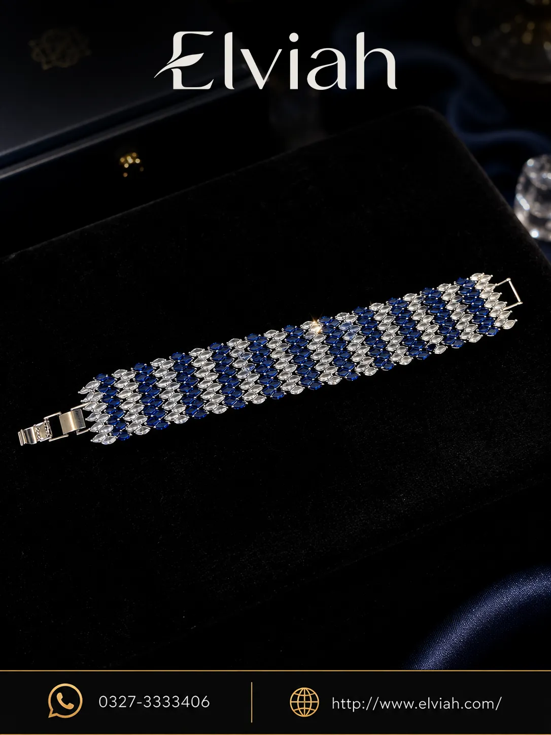 Blue & Silver Statement Bracelet | Sapphire Mosaic by Elviah