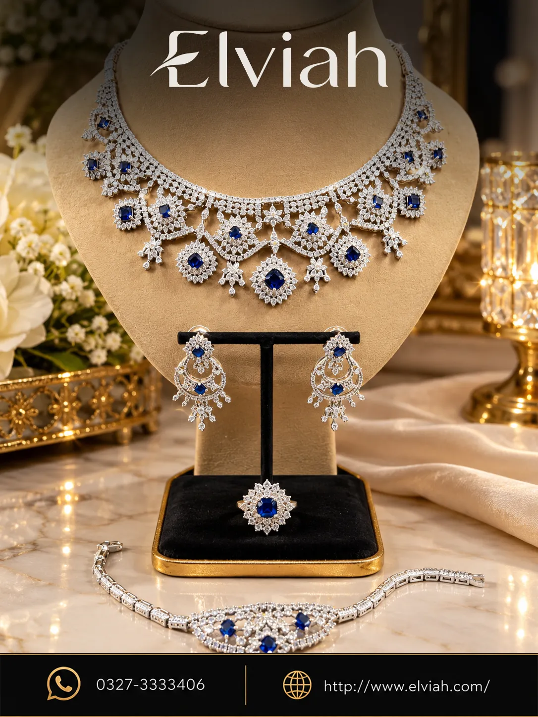 Sapphire Royale Bridal Jewelry Set (1) Blue Sapphire Bridal Jewelry Set