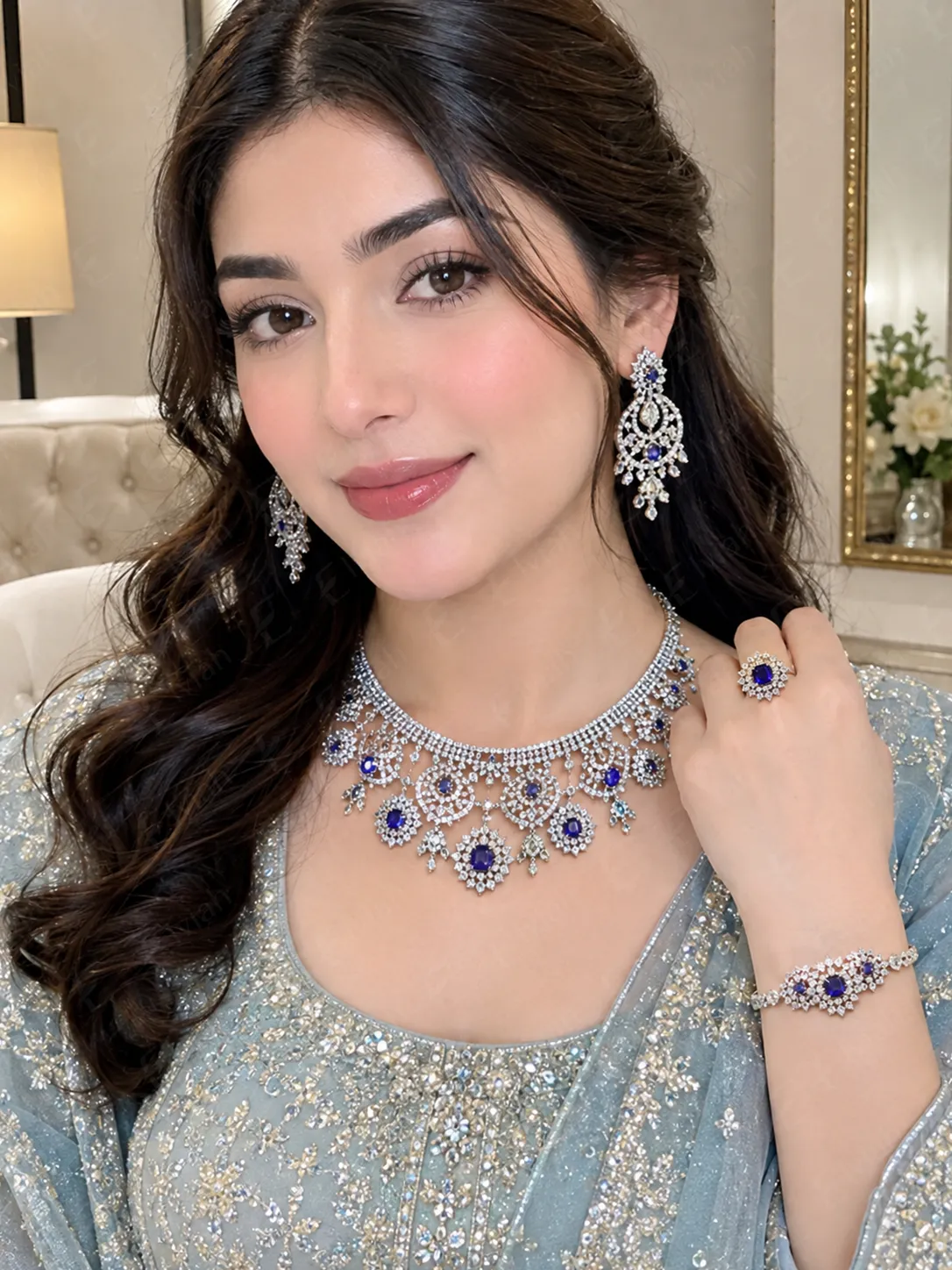 Sapphire Royale Bridal Jewelry Set (3)