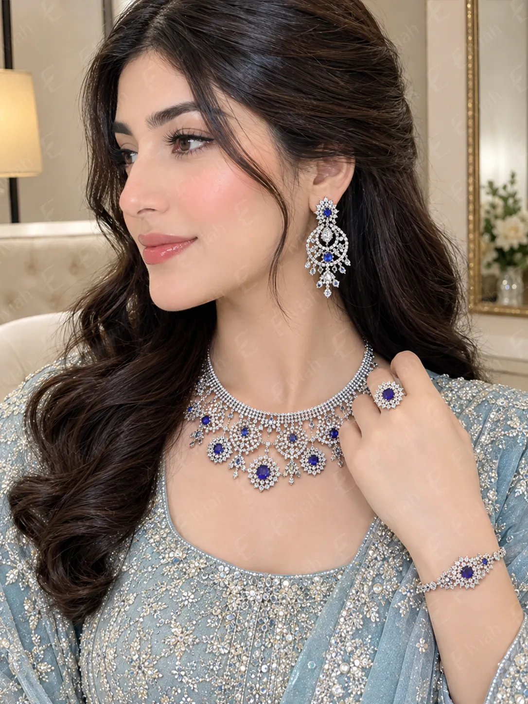 Sapphire Royale Bridal Jewelry Set (4)