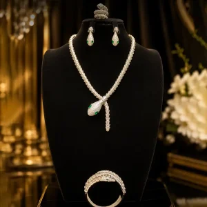 Green Serpent Statement Jewelry Set | Elviah