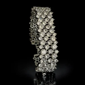 Silver Floral Cluster Statement Bracelet | Elviah