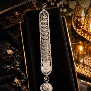 Silver Coin Charm Bracelet