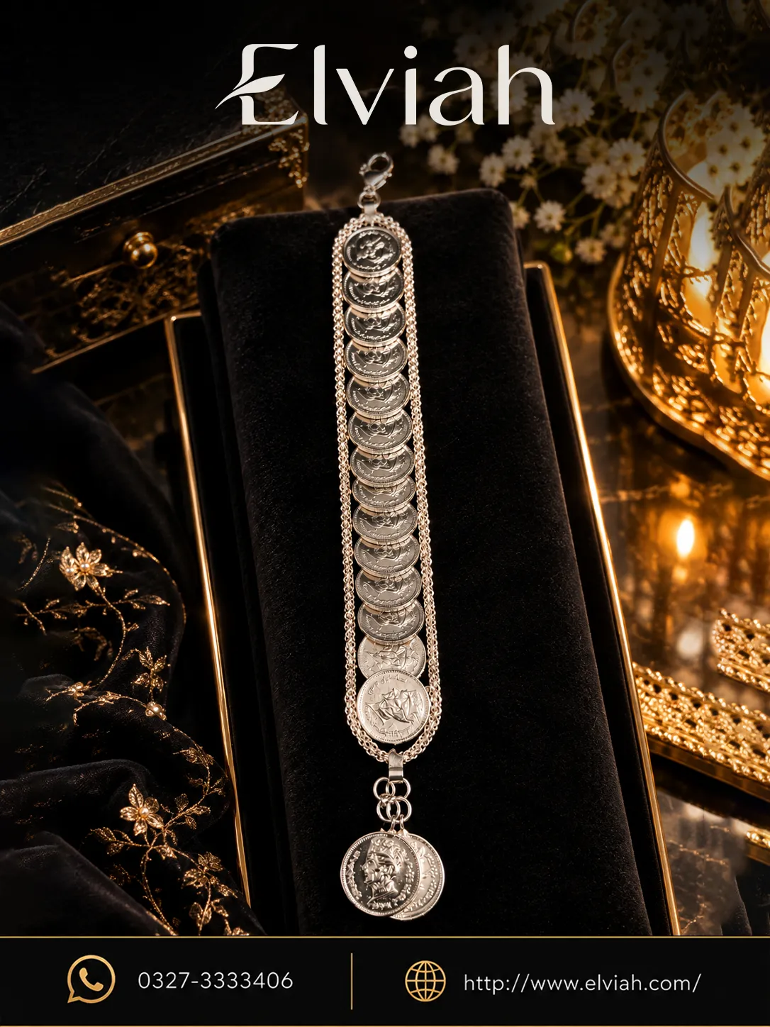 Silver Coin Heritage Bracelet (1) Silver Coin Charm Bracelet