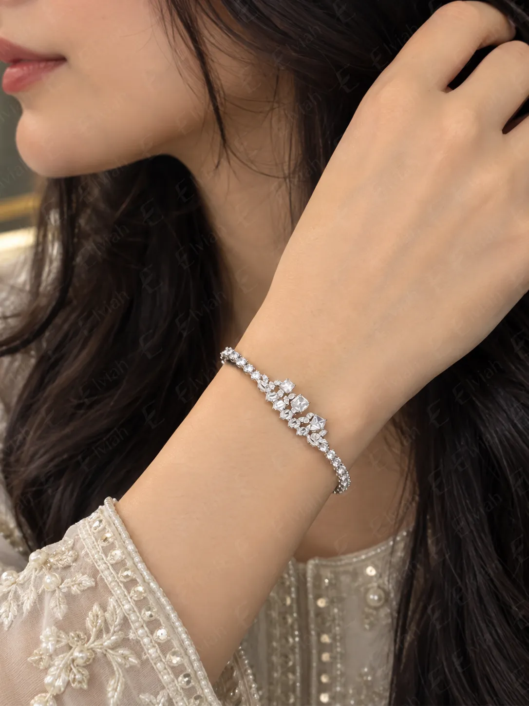 Silver Floral Cascade Bracelet (3)