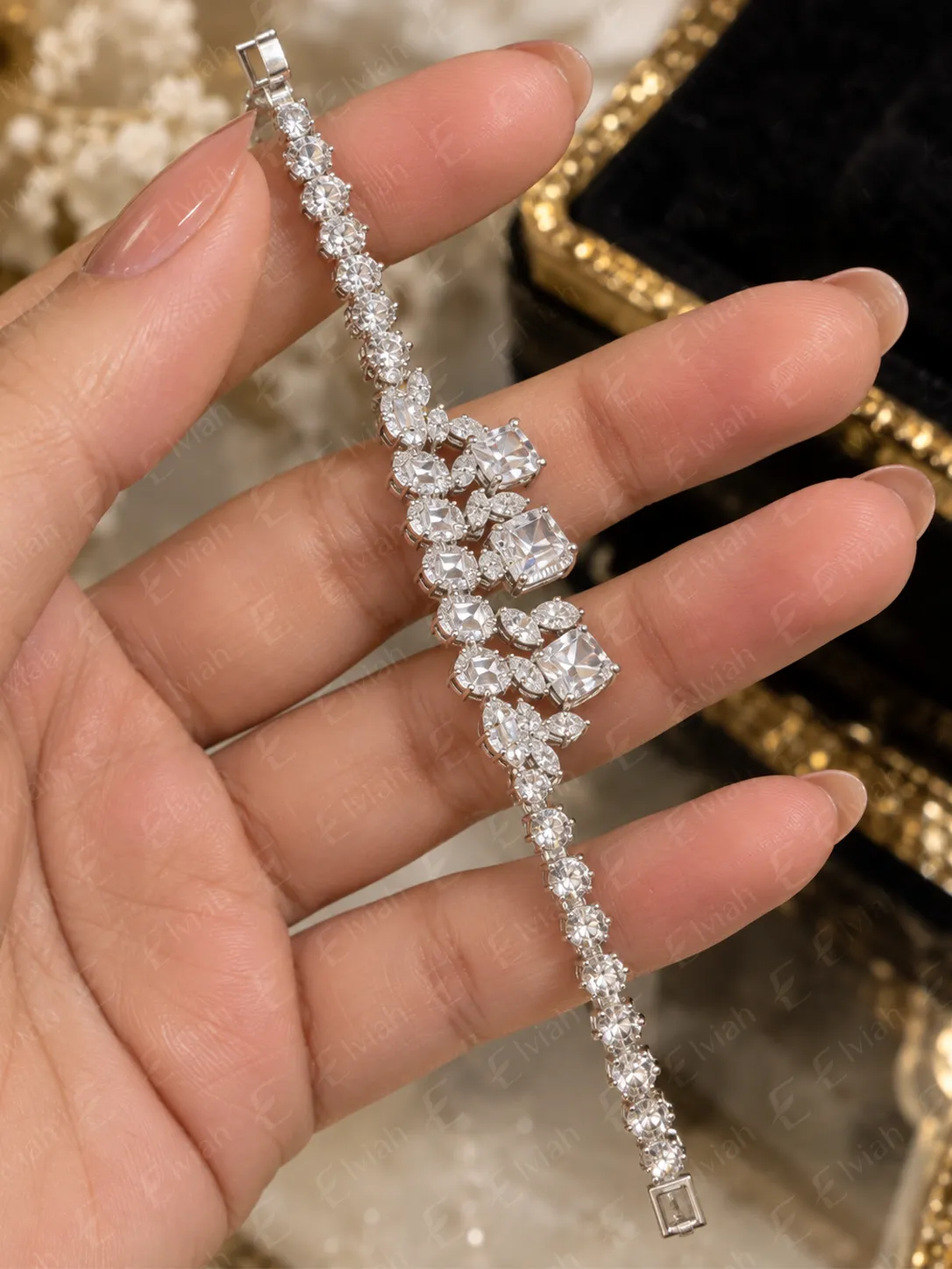 Silver Floral Cascade Bracelet (4)