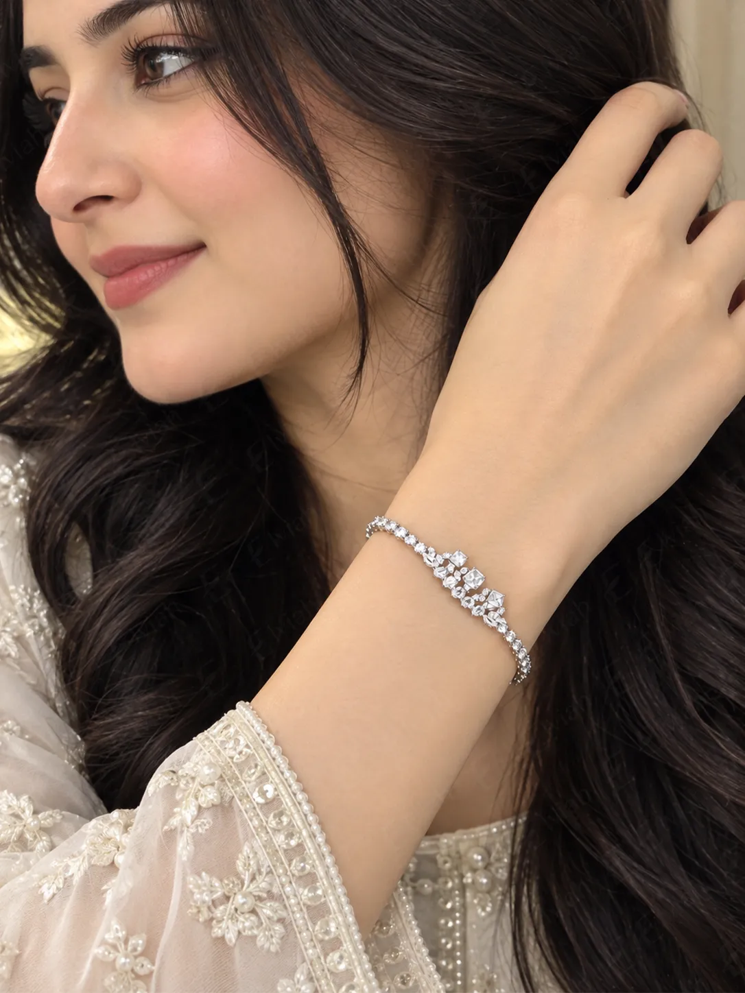 Silver Floral Cascade Bracelet (5)