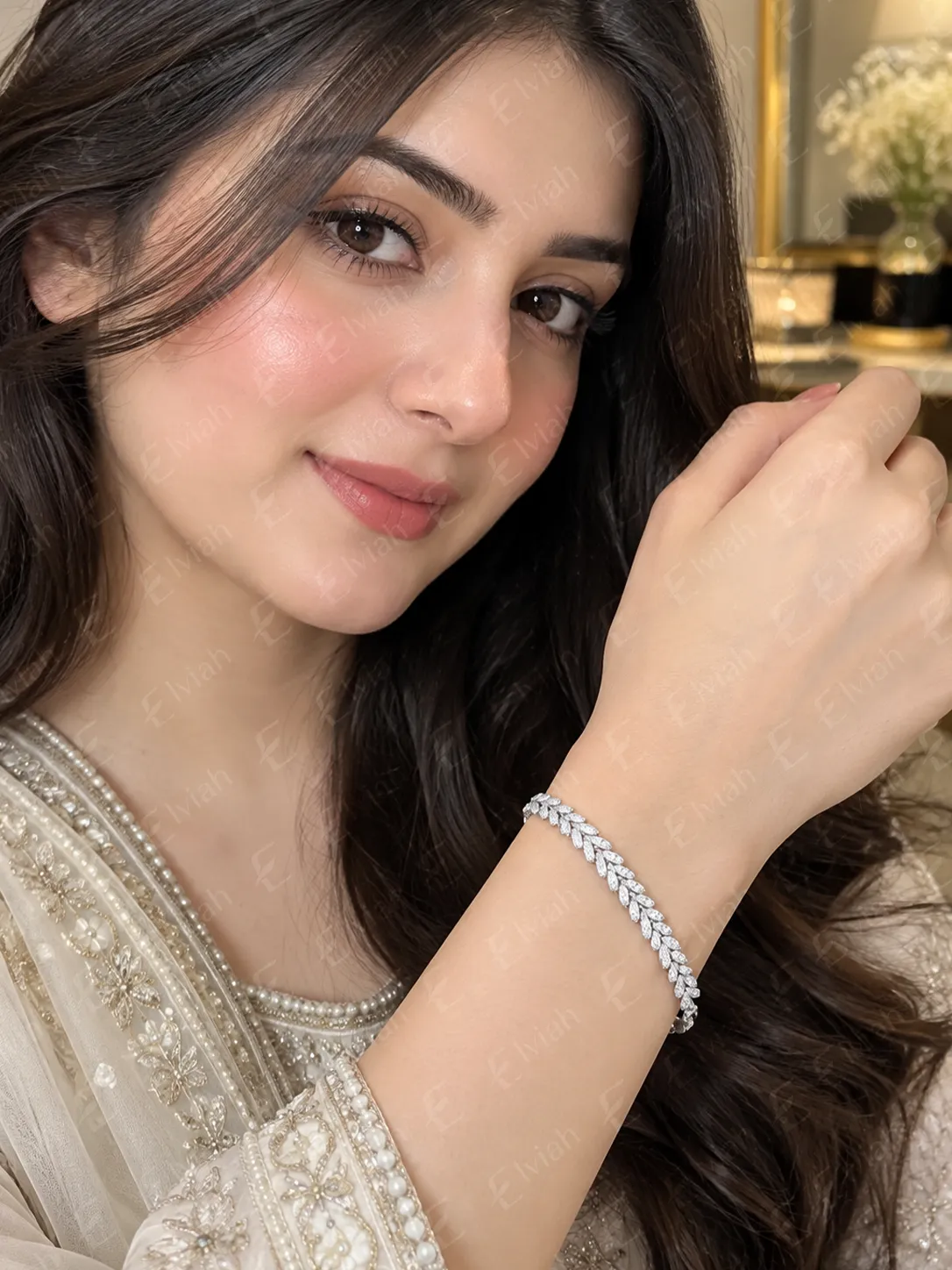 Silver Laurel Leaf Tennis Bracelet (2)