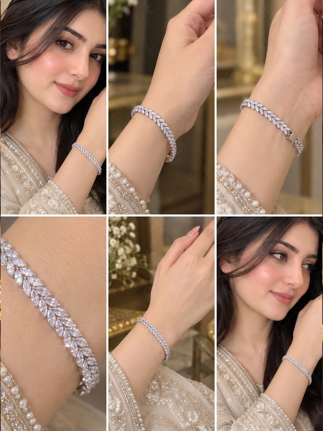 Silver Laurel Leaf Tennis Bracelet (5)