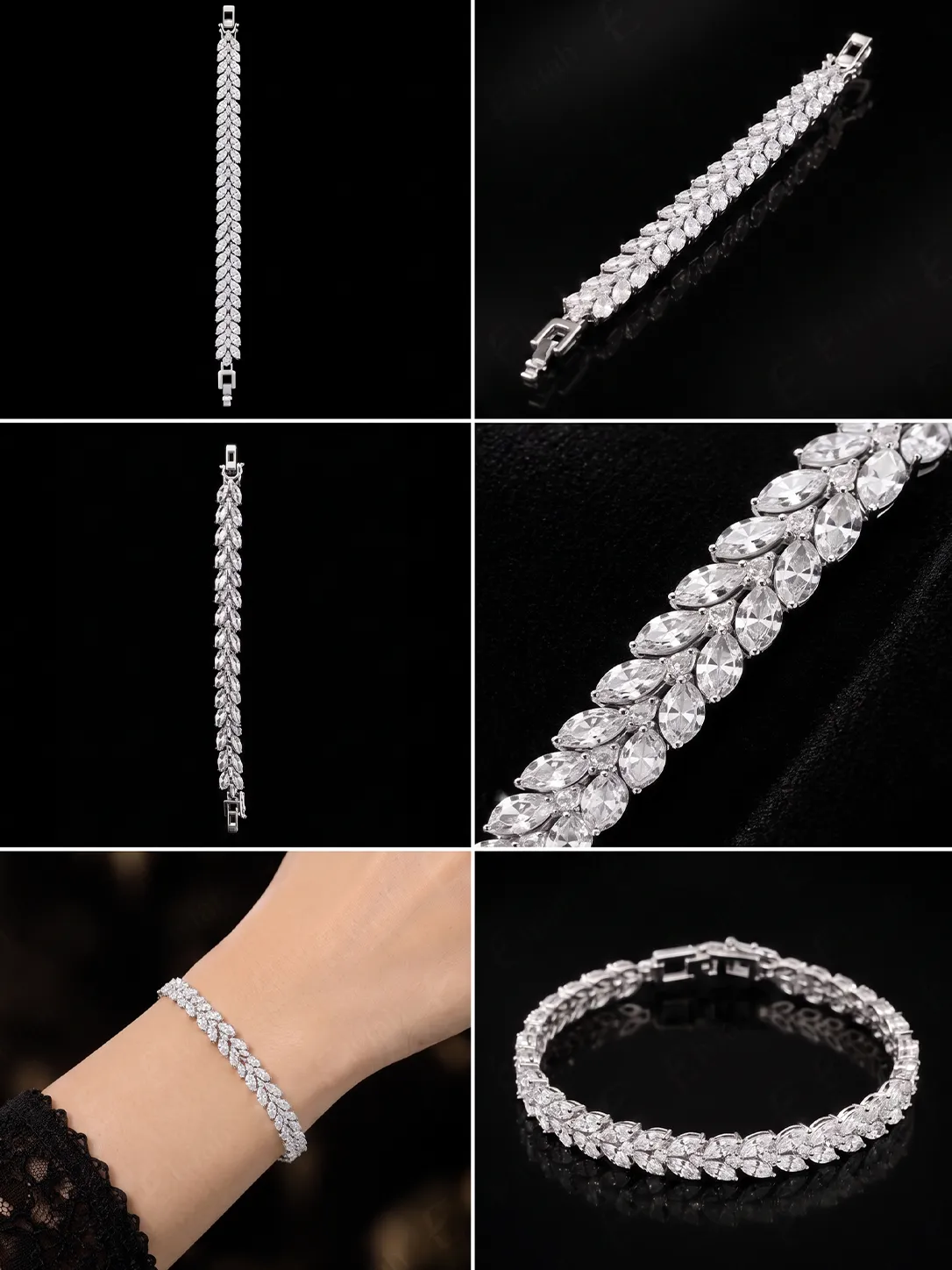 Silver Laurel Leaf Tennis Bracelet (6)