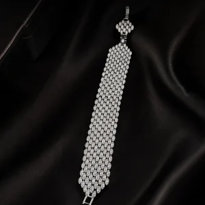 Silver Tone Marquise Crystal Statement Bracelet | Elviah