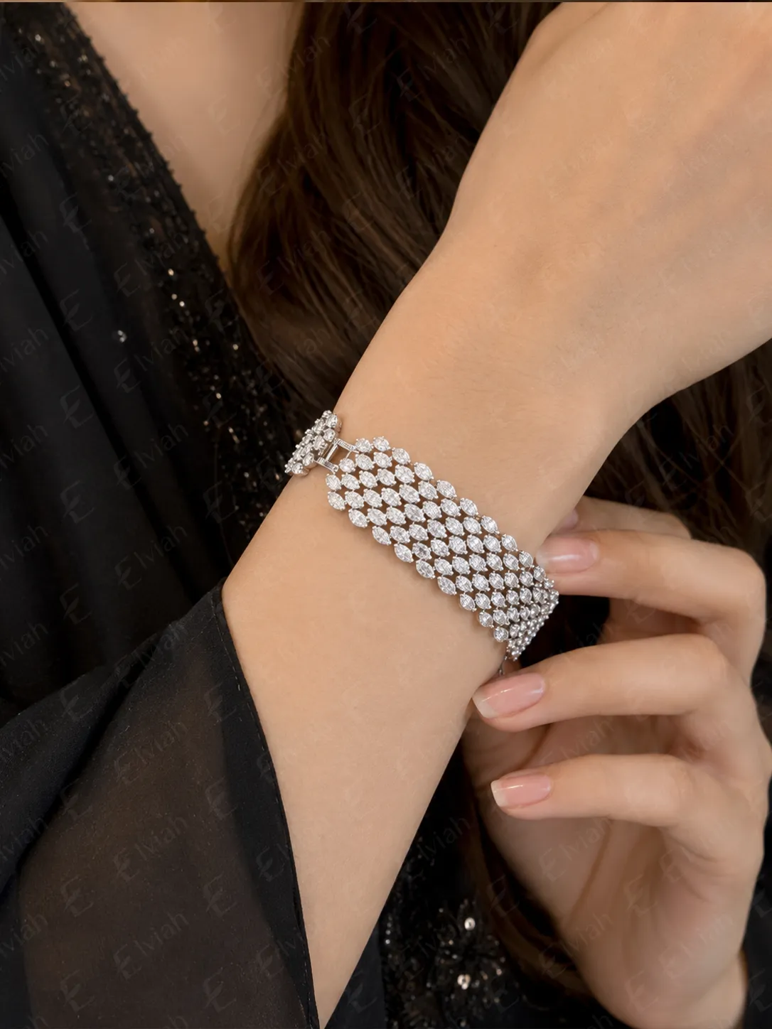 Silver Marquise Column Bracelet (3)